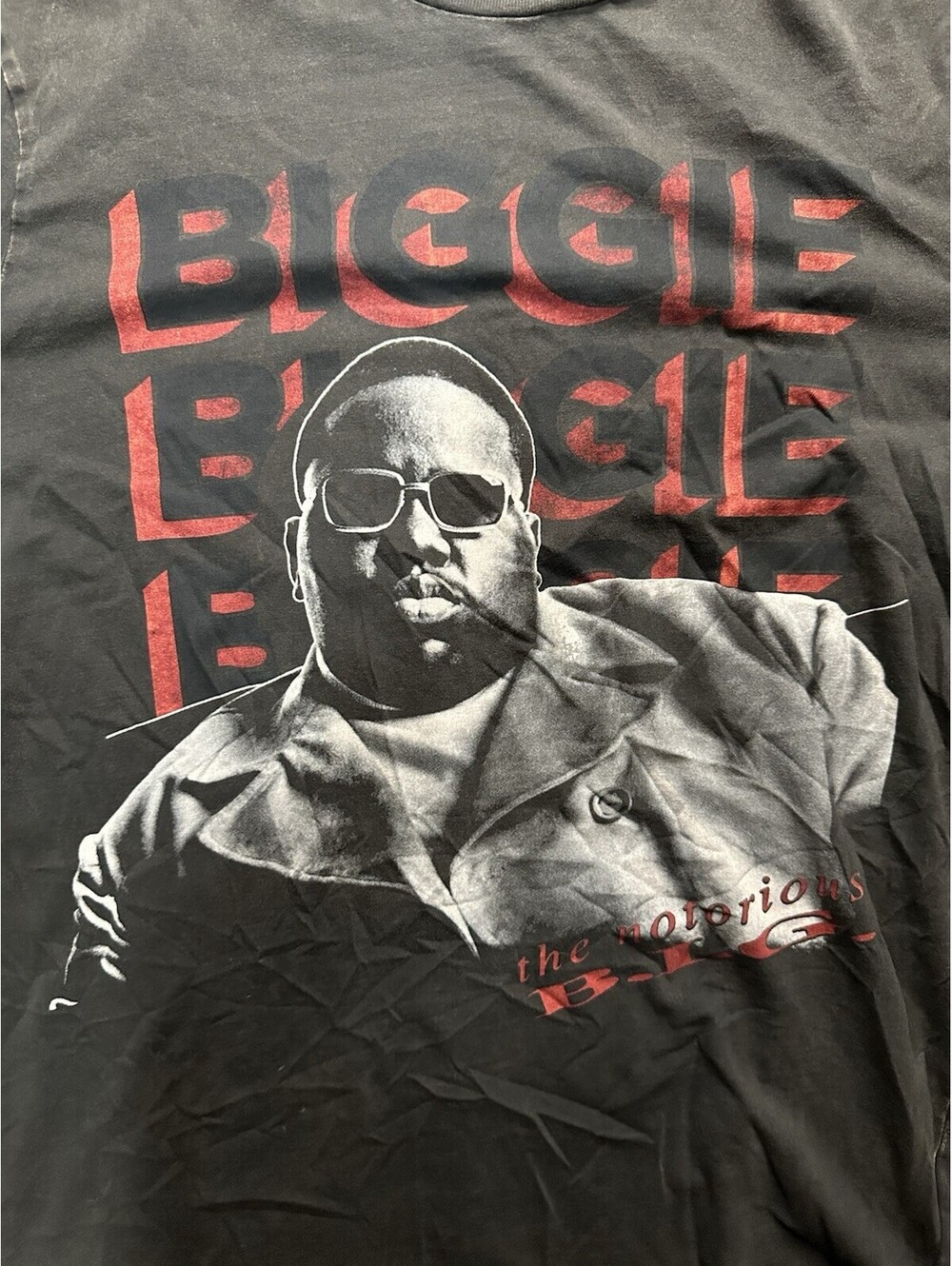 Notorious BIG Sky’s The Limit Biggie Rap Tee Mens Medium Fade Black Double Sided